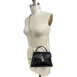 Ted Baker NWT Poppy Small Black Nappa Leather Satchel with Lock Detail